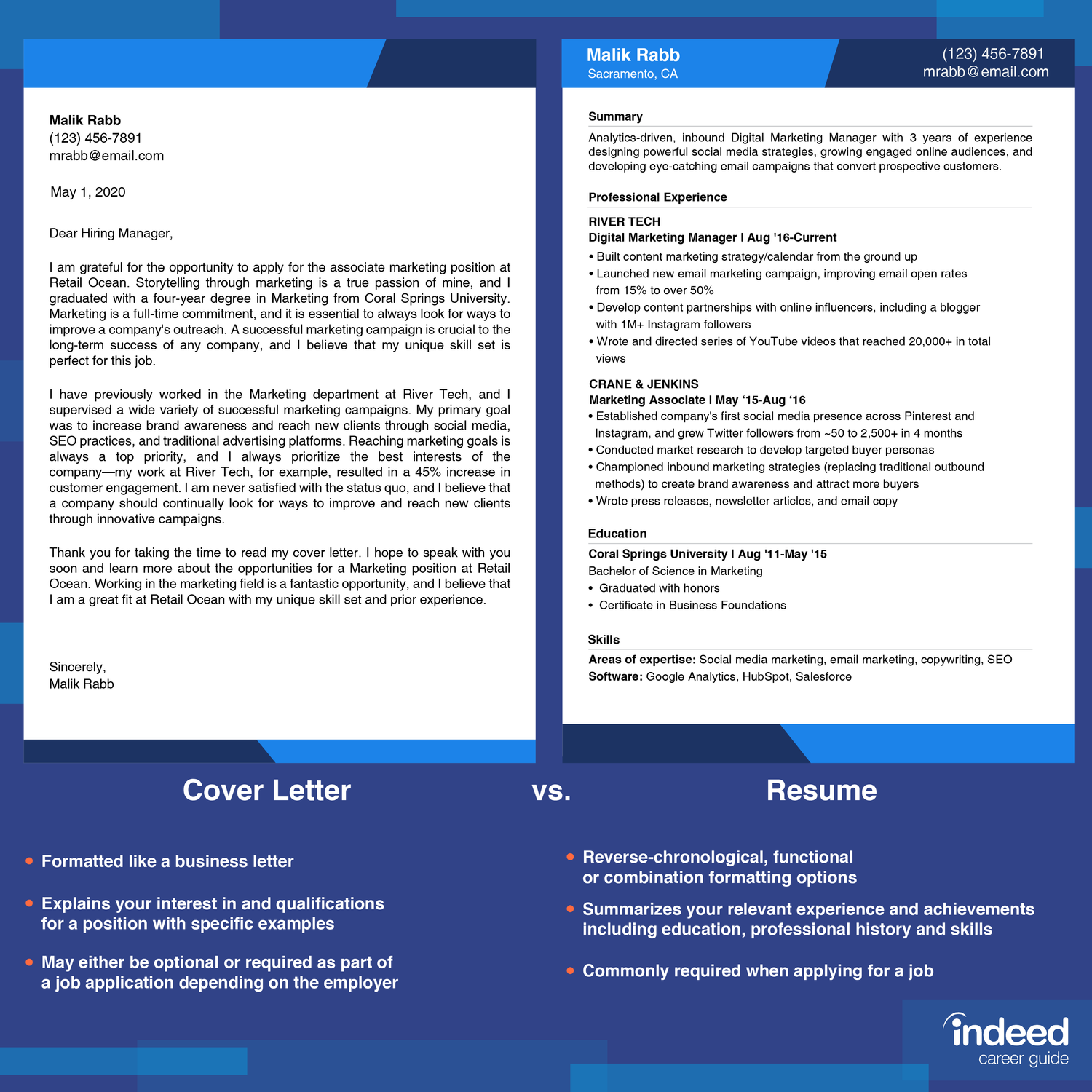 Resume vs. Cover Letter: What's the Difference? | Indeed.com